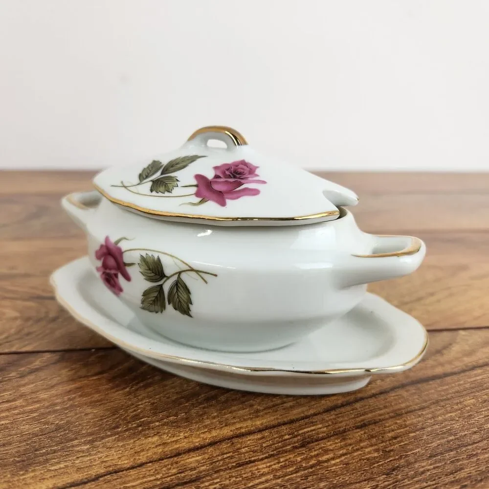 Vintage Royal Sealy Rose Floral sugar bowl White Bone China Floral Flowers